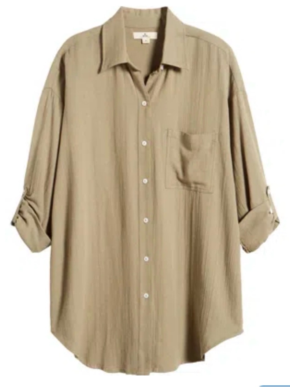 PREMIUM LINEN BUTTON-UP OLIVE RIP CURL Women's Relaxed Button-Down Shirt NWT
